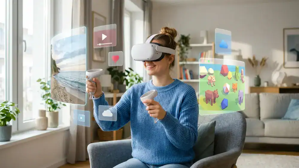 What Can You Do With Meta Quest 3? Best Uses, Features, and Fun Things to Try 5 Person exploring free things to do on Meta Quest 3 at home