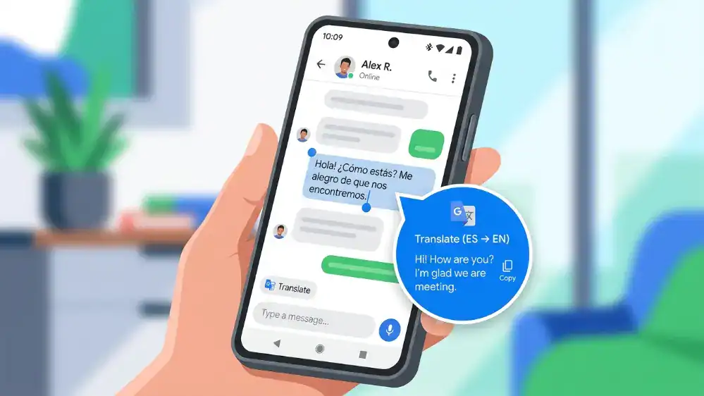 Google Translate App: The Complete Guide 4 Android phone showing the Google Translate floating copy-to-translate bubble