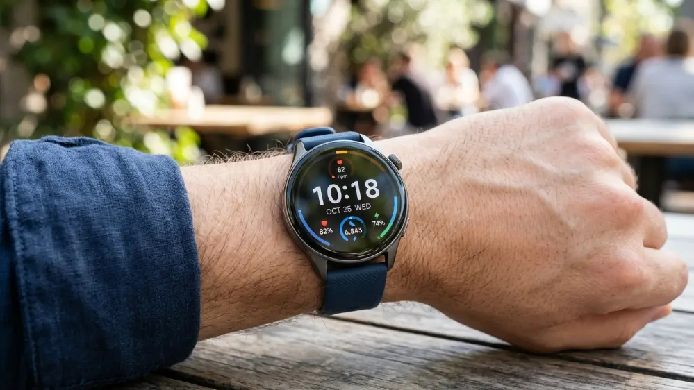 Xiaomi Watch S5 Review: The Smartwatch That Doesn't Look Like a Gadget 3 Close-up of Xiaomi Watch S5 AMOLED display on a wrist