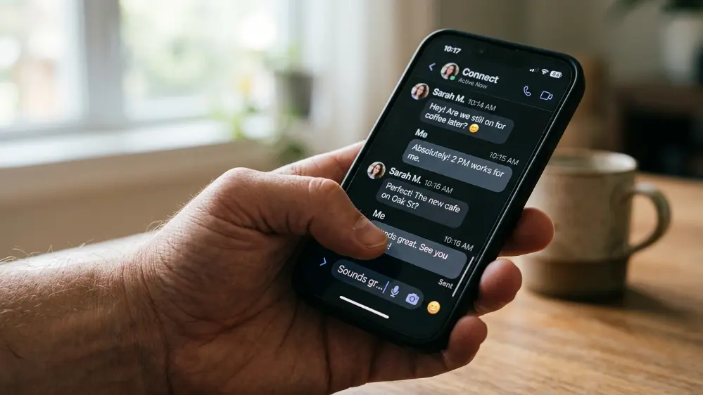 Close-up photo of Siri AI conversational chat interface on a smartphone