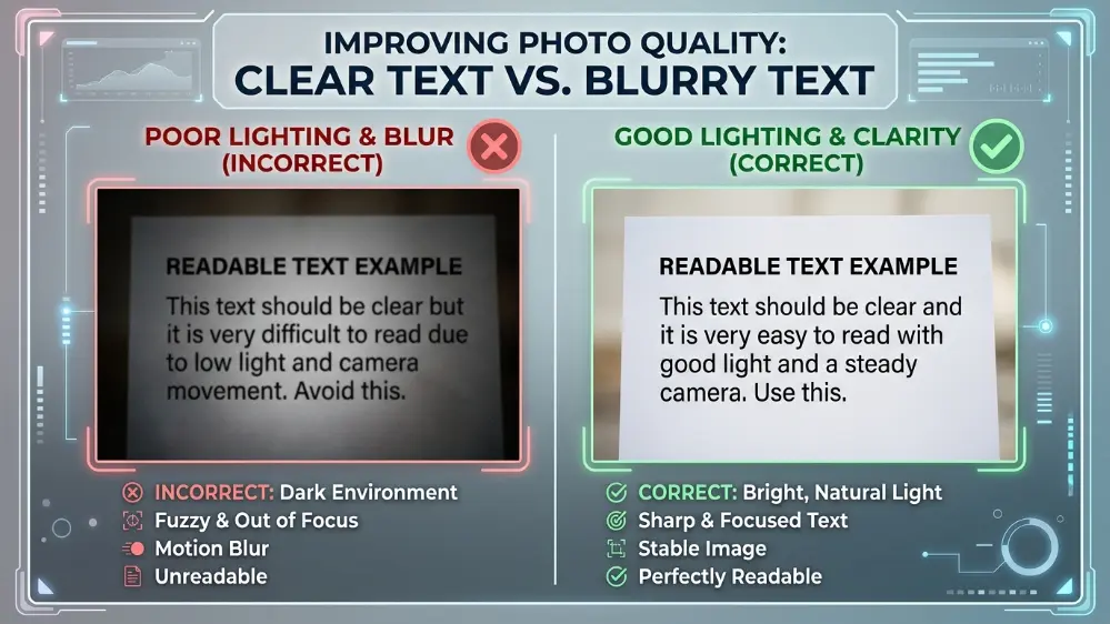Google Translate Camera & Photo Translation: How It Works 5 Comparison of a blurry photo and a clear photo for camera translation accuracy