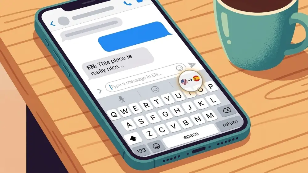 Google Translate Voice App: Speak and Translate Instantly 4 Phone keyboard with a translate button inside a messaging app