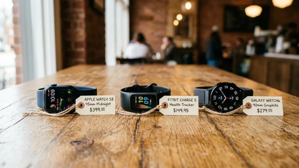Price comparison of Fitbit Air Oura Ring and Whoop wearables