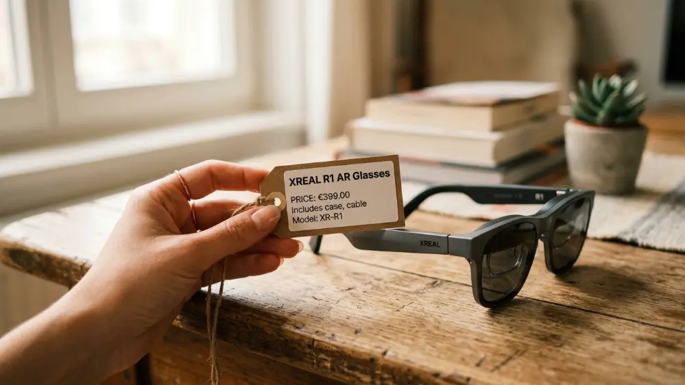 Price tag displayed next to XREAL R1 AR glasses