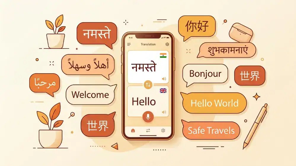 Best Translation Apps in 2026: The Complete Guide 25 Smartphone translation app screen with speech bubbles in different languages