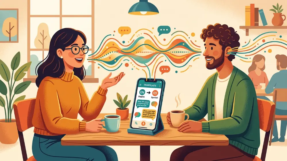 Google Translate Voice App: Speak and Translate Instantly 13 Two people using the Google Translate voice app to talk across languages