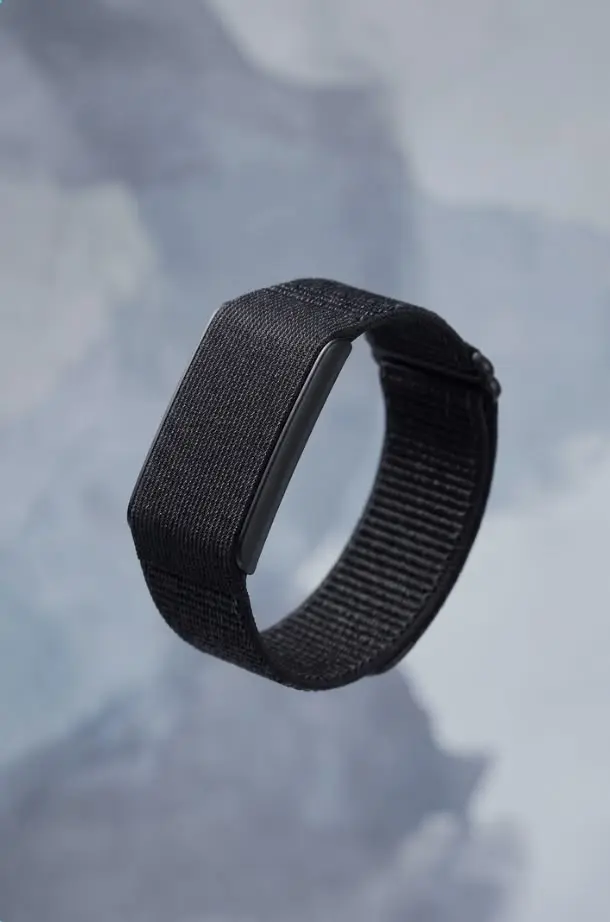 Amazfit Helio Strap screenless fitness tracker on a wristband