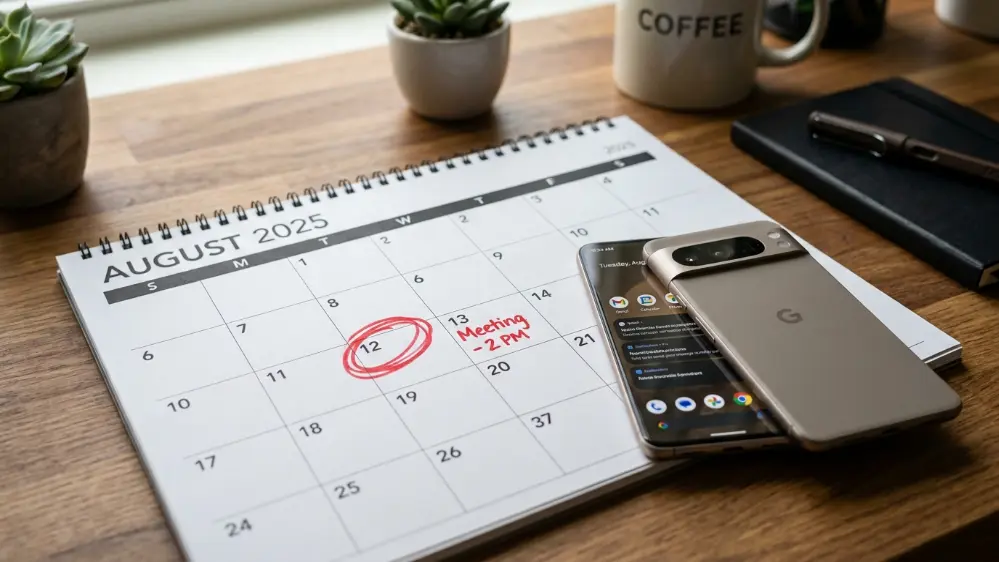 Calendar marking the August 12 Google Pixel 11 launch event