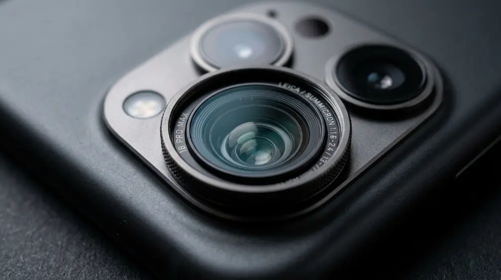 Close-up of the rumored iPhone 18 Pro variable aperture camera lens